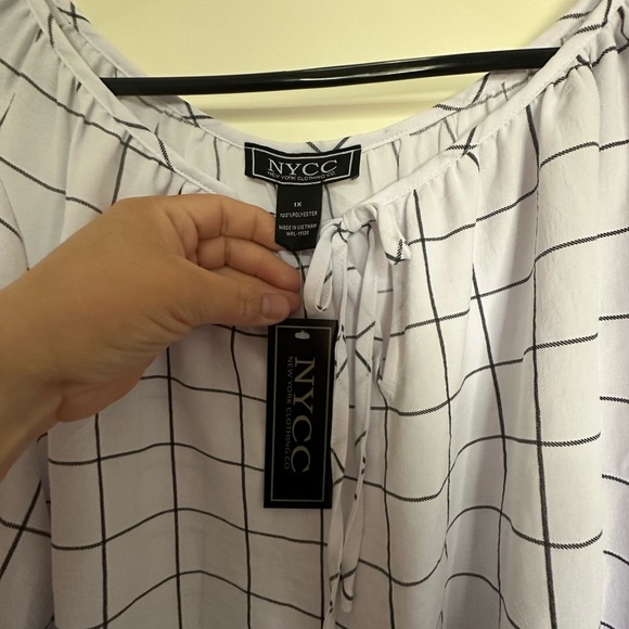 Off the shoulder windowpane Blouse - Picture 4 of 4